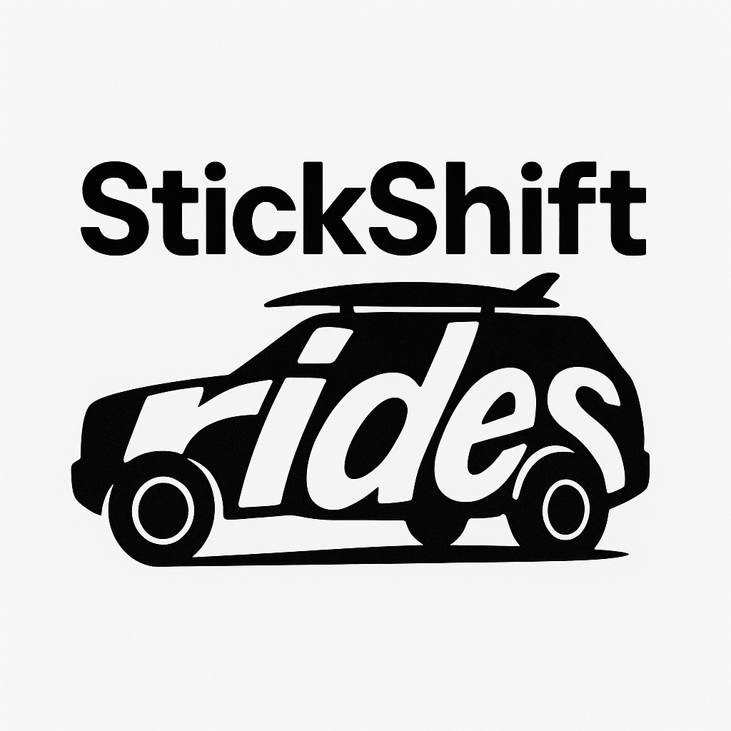 StickShift Rides logo with stylized SUV and surfboard